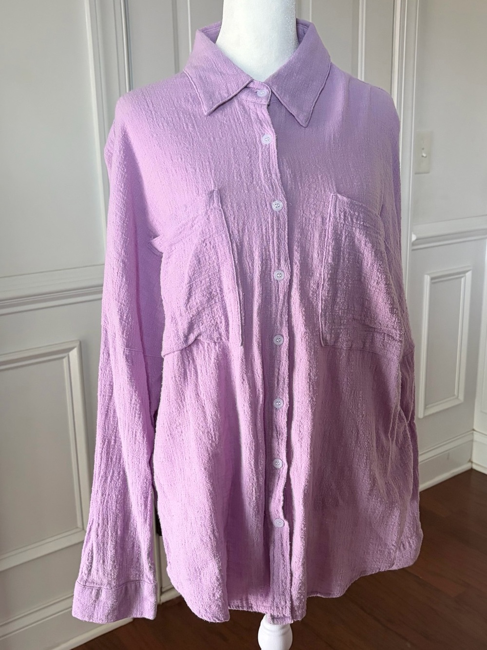 Women’s Casual Oversized Cotton Button-Down Shirt Size Small